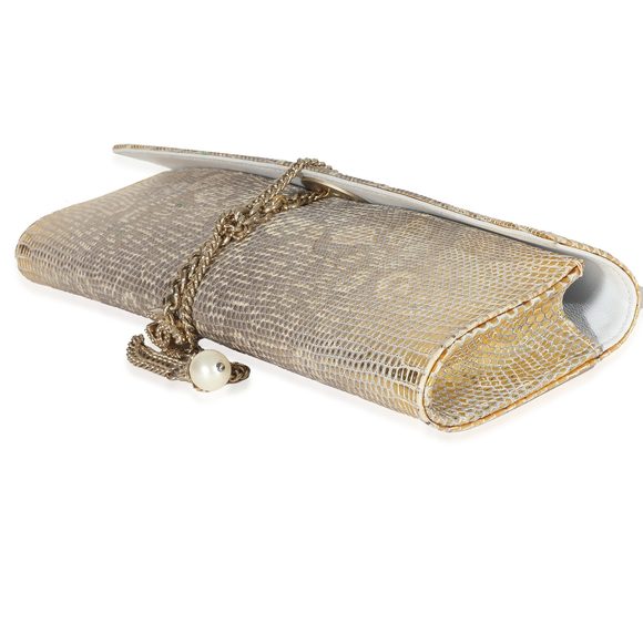 Chanel Gold Lizard Tube Flap Clutch - Picture 6 of 6